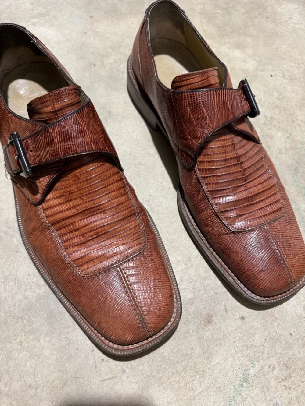 Julio Blanco Genuine Lizard Shoes Men Size 13 Brown Leather  display picture 3